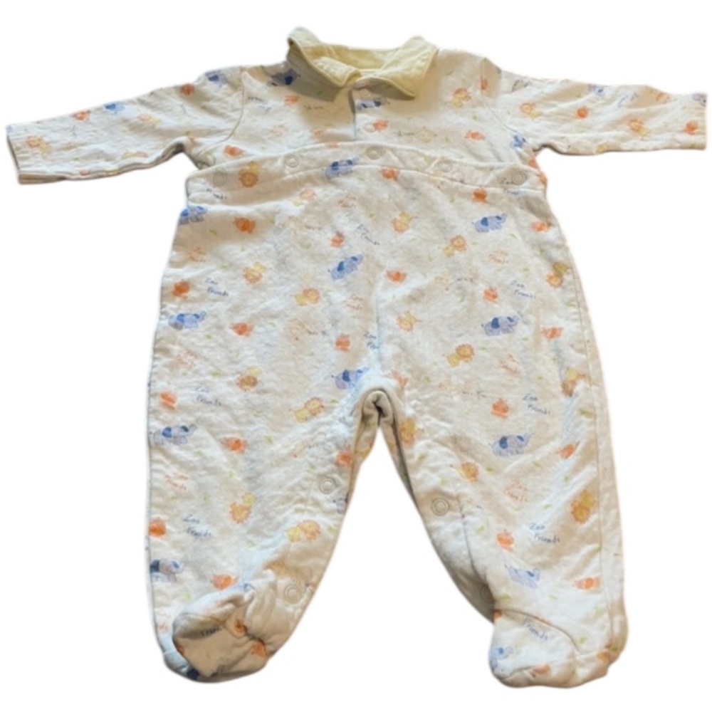 Laura Ashley romper baby zoo friends sleeper vintage 1990’s size 6 M